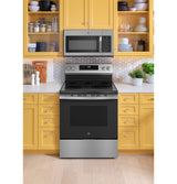 GE 30" Free-Standing Electric Convection Range with No Preheat Air Fry and EasyWash Oven Tray - Stainless Steel (GRF600AVSS)