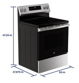 GE  30" Free-Standing Electric Convection Range with No Preheat Air Fry and EasyWash Oven Tray - Stainless Steel (GRF600AVSS)