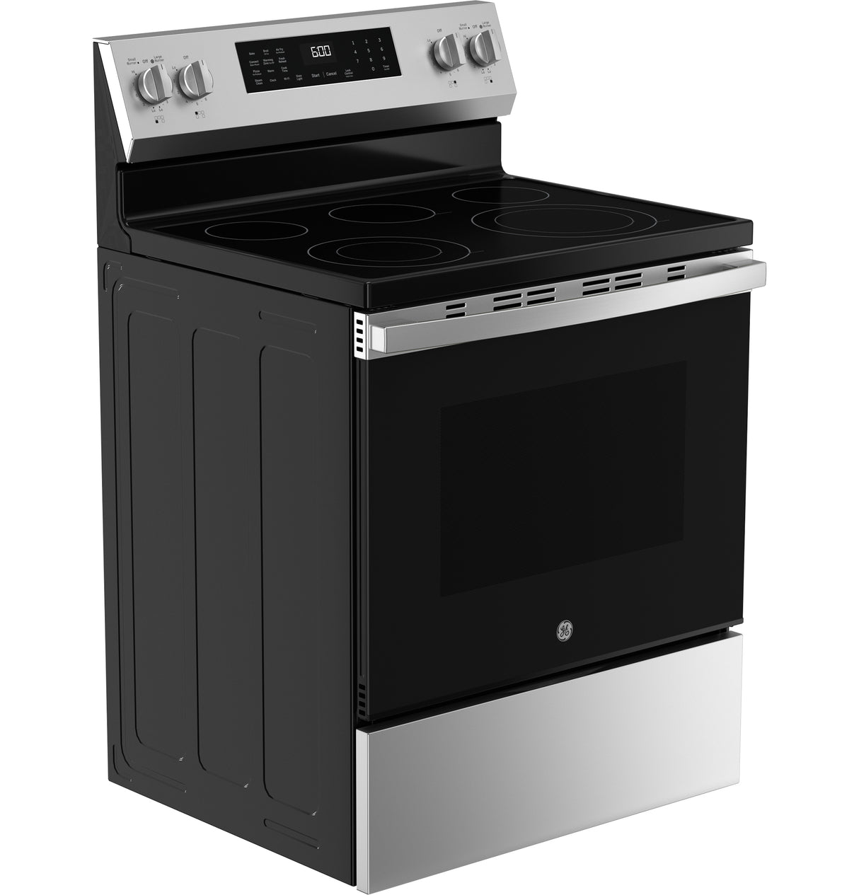 GE  30" Free-Standing Electric Convection Range with No Preheat Air Fry and EasyWash Oven Tray - Stainless Steel (GRF600AVSS)