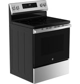 GE  30" Free-Standing Electric Convection Range with No Preheat Air Fry and EasyWash Oven Tray - Stainless Steel (GRF600AVSS)