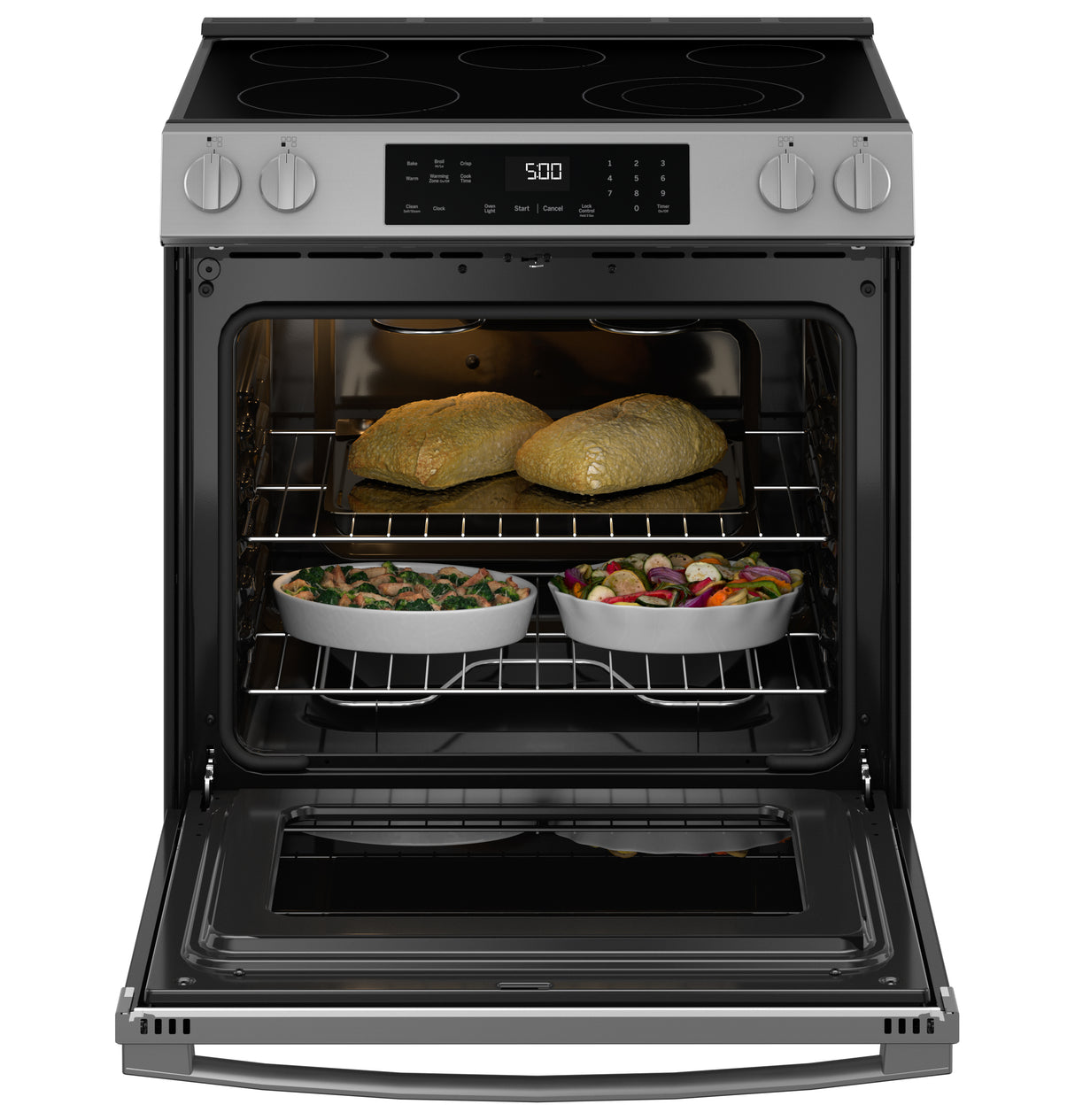 GE 30" Slide-In Electric Range with Crisp Mode - Stainless Steel (GRS500PVSS)