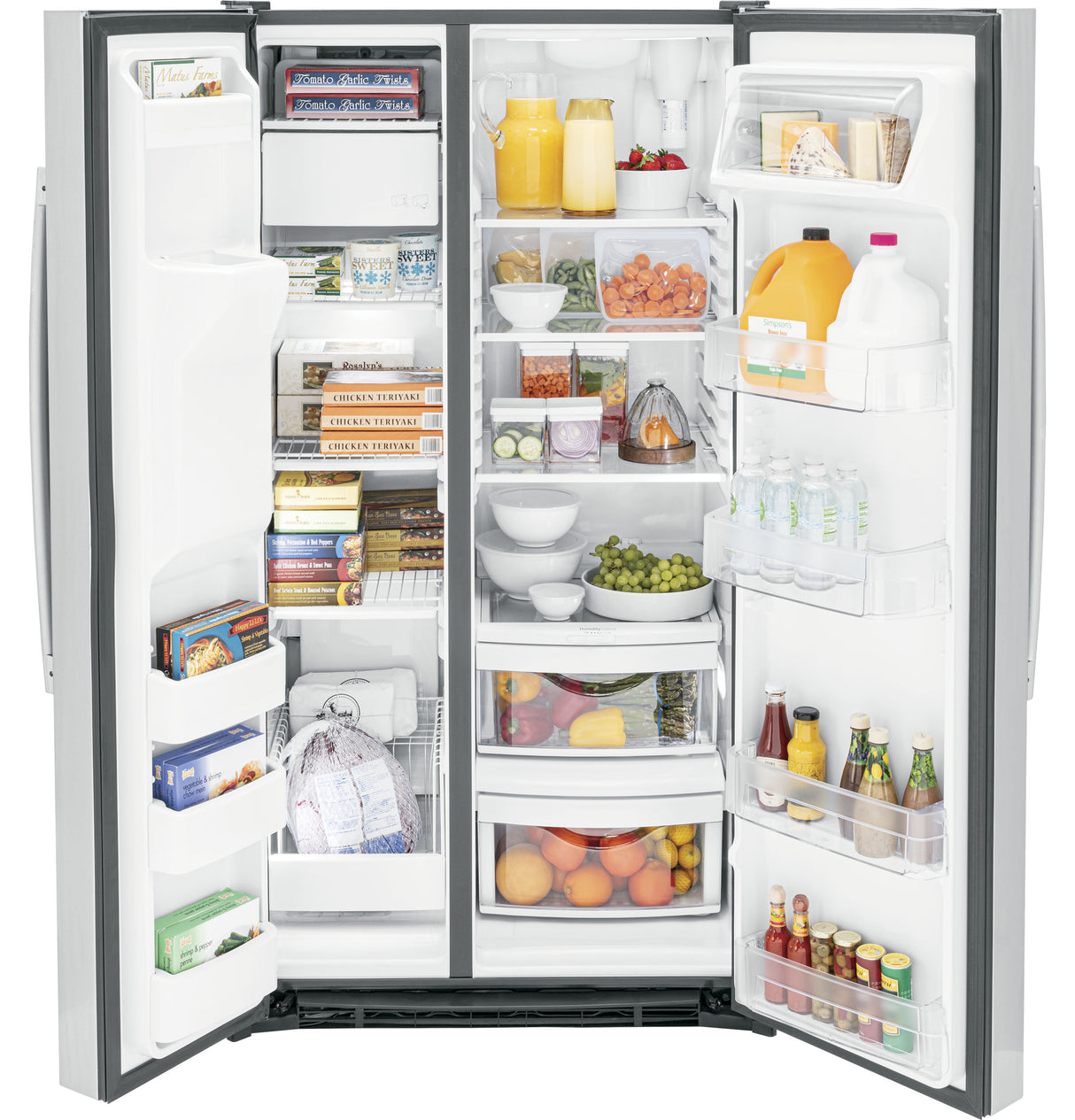 GE  25.3 Cu. Ft. Side-By-Side Refrigerator - Fingerprint Resistant Stainless (GSS25GYPFS)