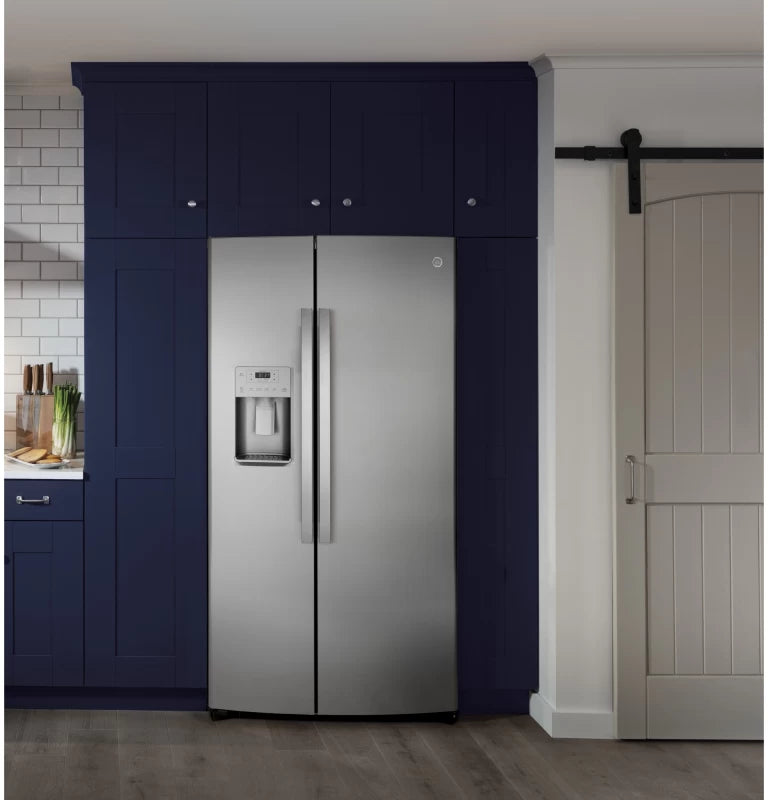 GE 25.1 Cu. Ft. Fingerprint Resistant Side-By-Side Refrigerator - Gray (GSS25IYNFS)