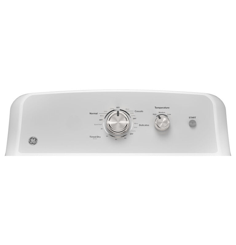 GE  7.2 cu. ft. Capacity Gas Dryer with Up To 120 ft. Venting and Reversible Door - White with Silver Matte Backsplash (GTD38GASWWS)
