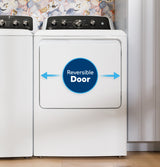 GE  7.2 cu. ft. Capacity Gas Dryer with Up To 120 ft. Venting and Reversible Door - White with Silver Matte Backsplash (GTD38GASWWS)