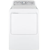 GE  7.2 cu. ft. Capacity aluminized alloy drum Gas Dryer with Sensor Dry - White on White with Silver Backsplash (GTD45GASJWS)