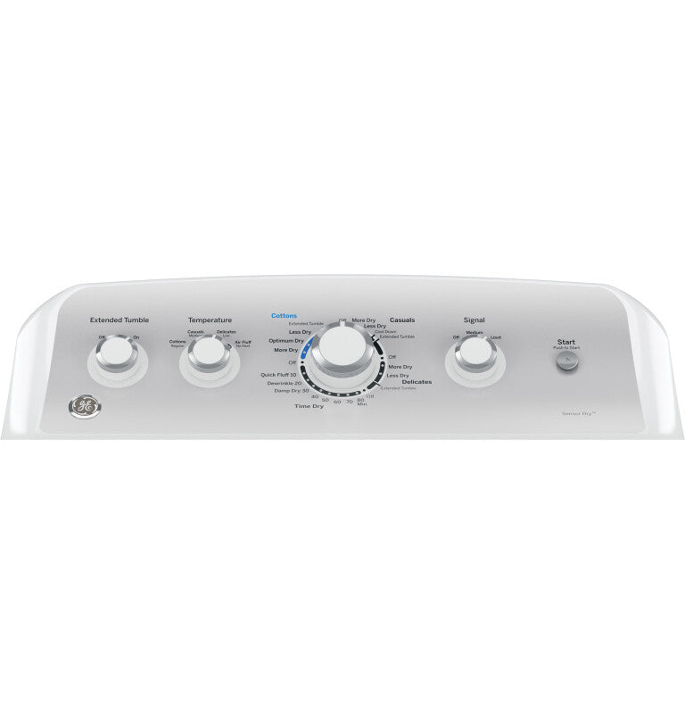 GE  7.2 cu. ft. Capacity aluminized alloy drum Gas Dryer with Sensor Dry - White on White with Silver Backsplash (GTD45GASJWS)