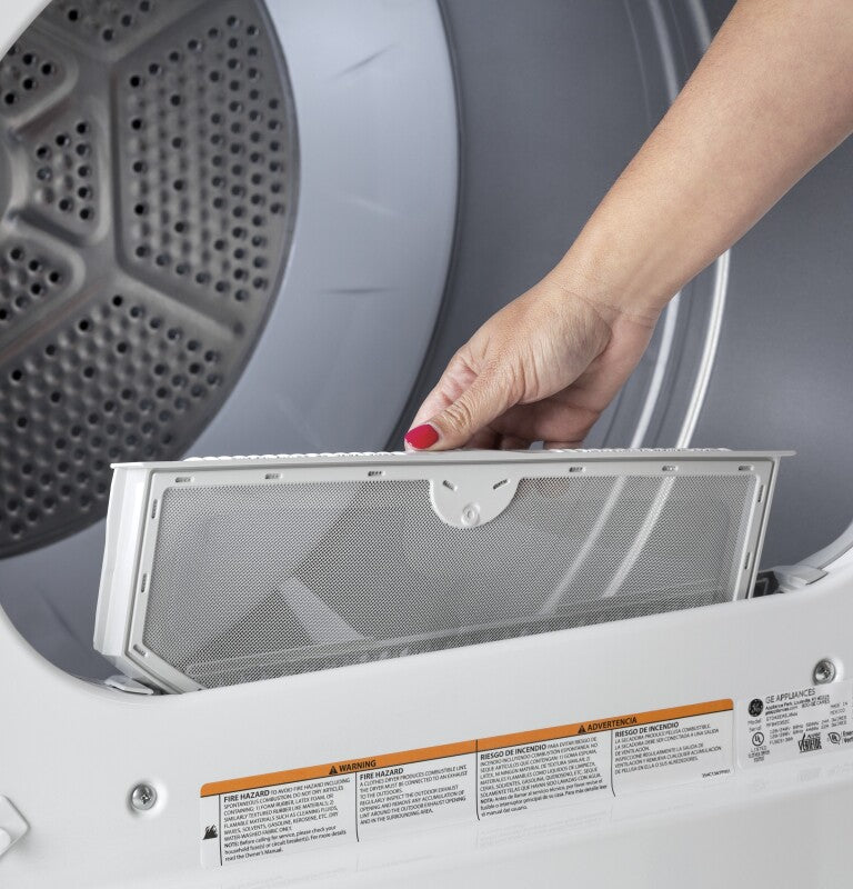 GE  7.2 cu. ft. Capacity aluminized alloy drum Gas Dryer with Sensor Dry - White on White with Silver Backsplash (GTD45GASJWS)