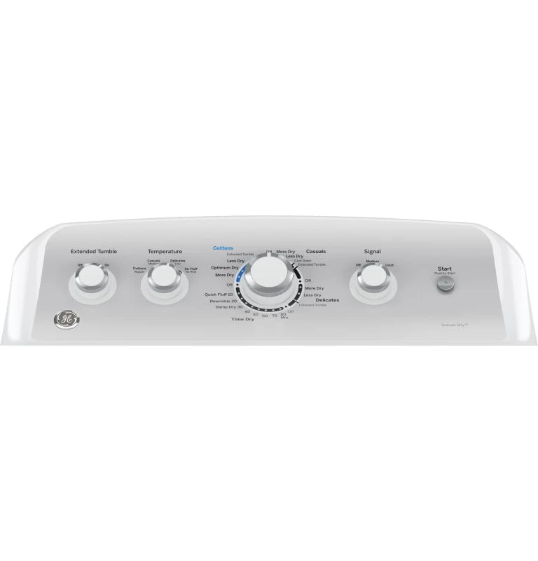 GE 7.2 cu. ft. Capacity aluminized alloy drum Gas Dryer with Sensor Dry - White (GTD45GASJWS)