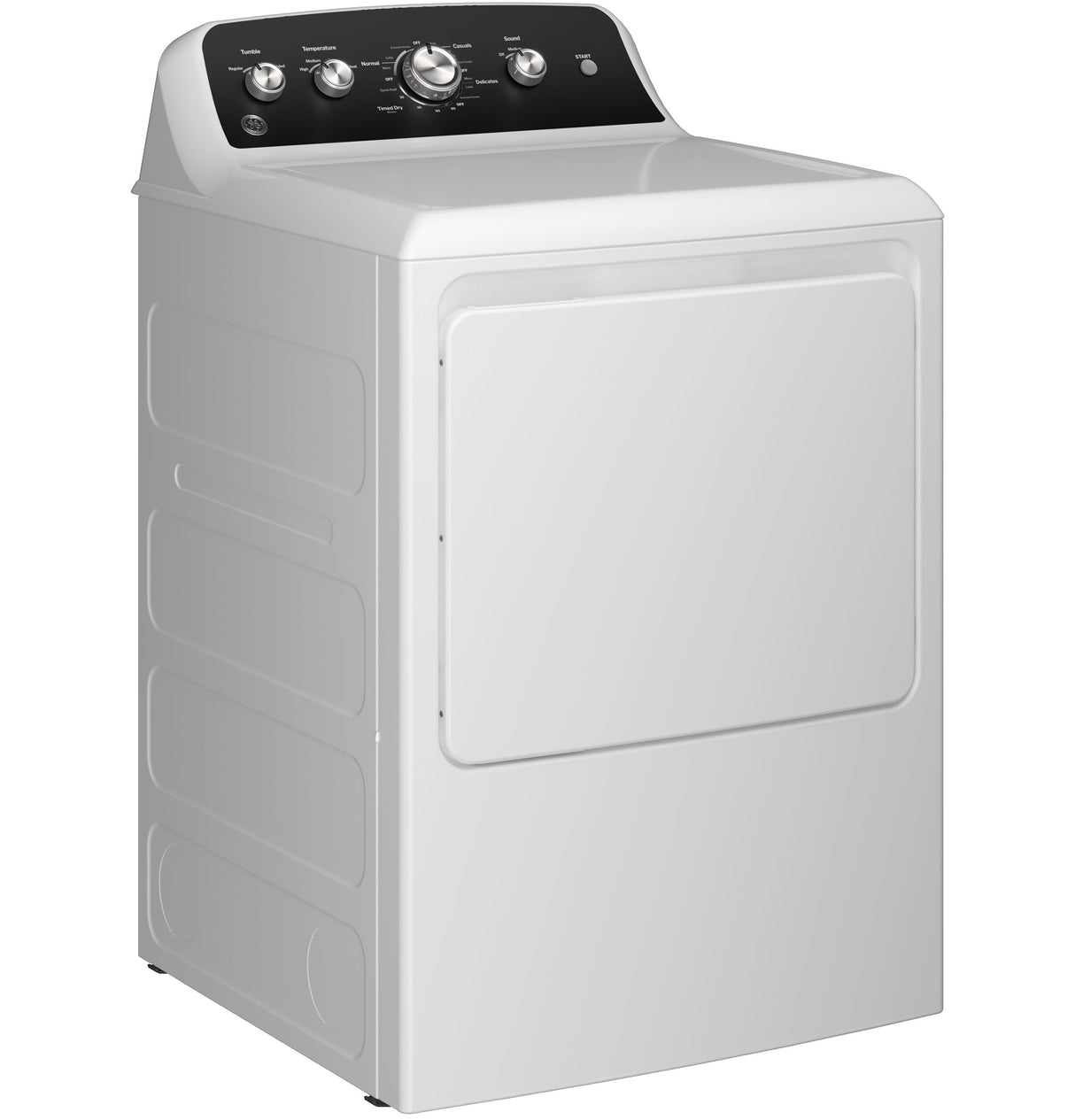 GE  7.2 cu. ft. Capacity Gas Dryer with Up To 120 ft. Venting and Extended Tumble - White with Matte Black Backsplash (GTD48GASWWB)