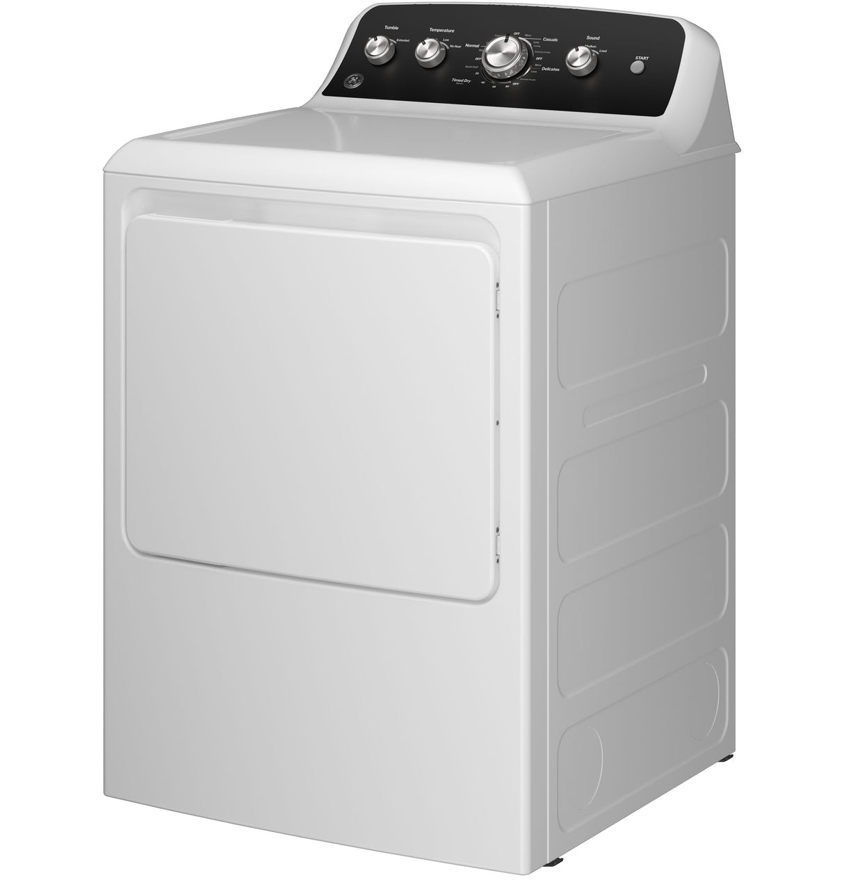 GE  7.2 cu. ft. Capacity Gas Dryer with Up To 120 ft. Venting and Extended Tumble - White with Matte Black Backsplash (GTD48GASWWB)