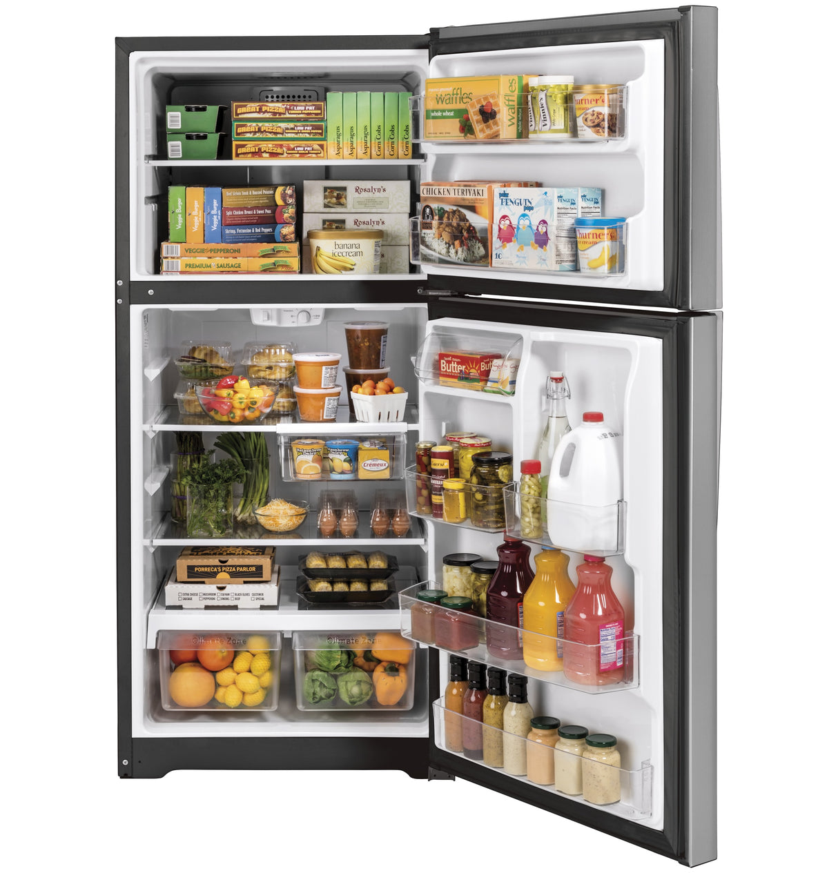GE 29.8-Inch 19.2 Cu. Ft. Garage Ready Top-Freezer Refrigerator - Fingerprint Resistant Stainless (GTS19KYNRFS)