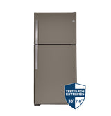 GE 32.8-Inch 21.9 Cu. Ft. Garage Ready Top-Freezer Refrigerator - Fingerprint Resistant Slate (GTS22KMNRES)