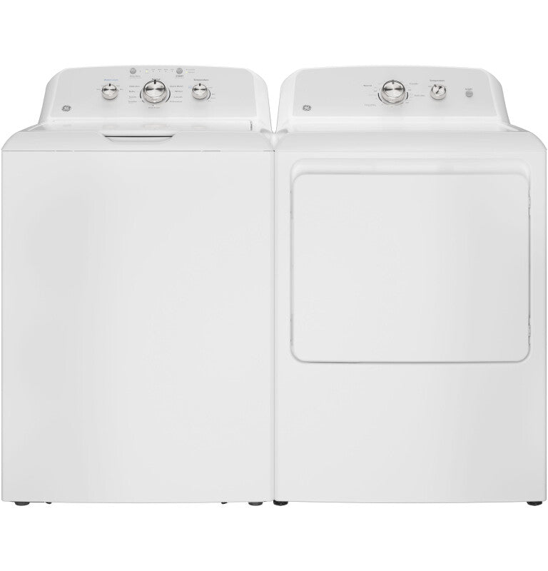 GE 4.3 cu. ft. Capacity Washer with Stainless Steel Basket,Cold Plus and Water Level Control - White w/ Silver Matte Backsplash (GTW385ASWWS)