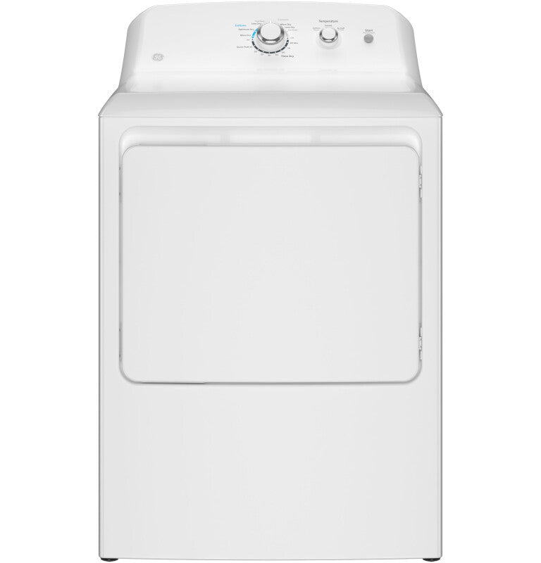 GE  6.2 cu. ft. Capacity Electric Dryer with Up To 120 ft. Venting and Shallow Depth - White (GTX33EASKWW)