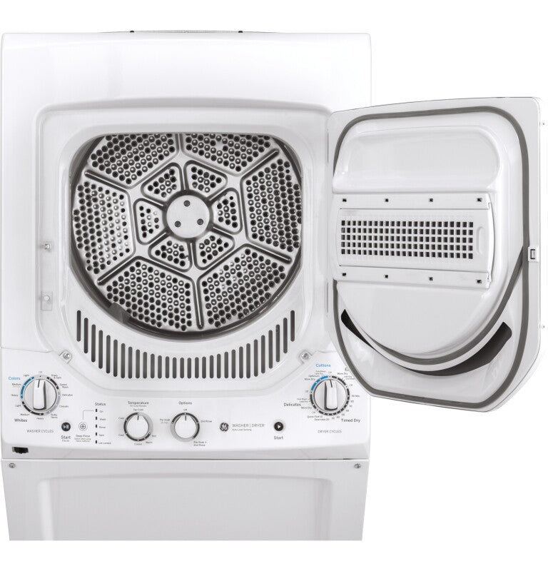 GE Unitized Spacemaker 2.3 cu. ft. Capacity Washer with Stainless Steel Basket and 4.4 cu. ft. Capacity Electric Dryer - White (GUD24ESSMWW)