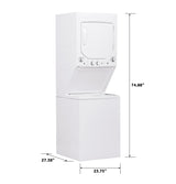 GE  Unitized Spacemaker 2.3 cu. ft. Capacity Washer with Stainless Steel Basket and 4.4 cu. ft. Capacity Electric Dryer - White on White (GUD24ESSMWW)