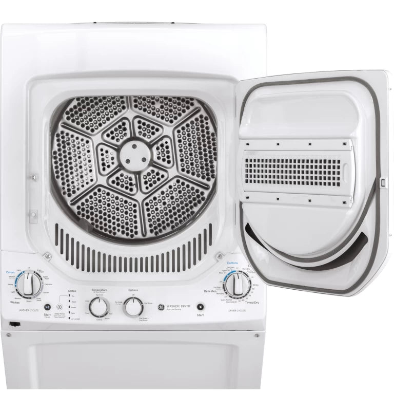 GE Unitized Spacemaker 2.3 cu. ft. Capacity Washer with Stainless Steel Basket and 4.4 cu. ft. Capacity Electric Dryer - White (GUD24ESSMWW)