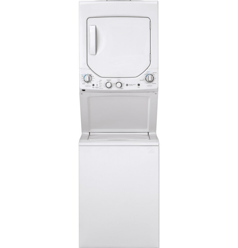 GE  Unitized Spacemaker 2.3 cu. ft. Capacity Washer with Stainless Steel Basket and 4.4 cu. ft. Capacity Gas Dryer - White (GUD24GSSMWW)