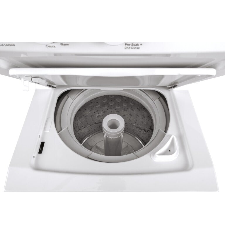 GE  Unitized Spacemaker 2.3 cu. ft. Capacity Washer with Stainless Steel Basket and 4.4 cu. ft. Capacity Gas Dryer - White on White (GUD24GSSMWW)