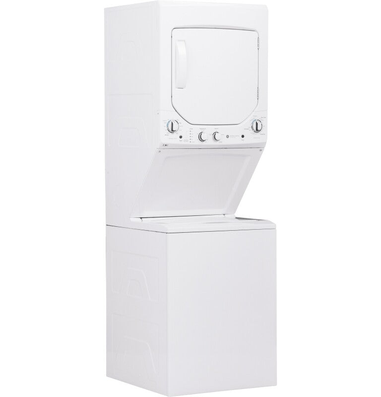 GE  Unitized Spacemaker 2.3 cu. ft. Capacity Washer with Stainless Steel Basket and 4.4 cu. ft. Capacity Gas Dryer - White on White (GUD24GSSMWW)