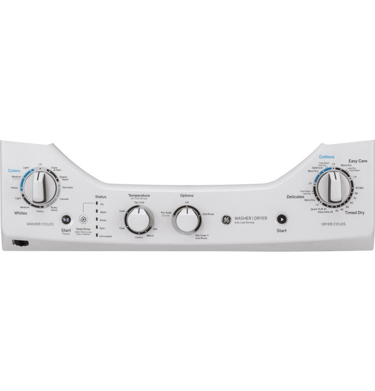 GE  Unitized Spacemaker 2.3 cu. ft. Capacity Washer with Stainless Steel Basket and 4.4 cu. ft. Capacity Gas Dryer - White on White (GUD24GSSMWW)