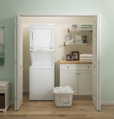 GE  Unitized Spacemaker 2.3 cu. ft. Capacity Washer with Stainless Steel Basket and 4.4 cu. ft. Capacity Gas Dryer - White on White (GUD24GSSMWW)