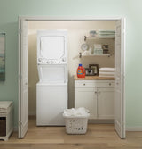 GE  Unitized Spacemaker 2.3 cu. ft. Capacity Washer with Stainless Steel Basket and 4.4 cu. ft. Capacity Gas Dryer - White on White (GUD24GSSMWW)