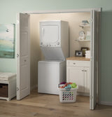 GE  Unitized Spacemaker 2.3 cu. ft. Capacity Washer with Stainless Steel Basket and 4.4 cu. ft. Capacity Gas Dryer - White on White (GUD24GSSMWW)