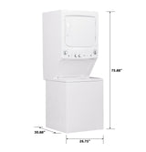 GE  Unitized Spacemaker 3.8 cu. ft. Capacity Washer with Stainless Steel Basket and 5.9 cu. ft. Capacity Electric Dryer - White on White (GUD27ESSMWW)