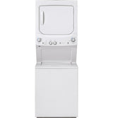 GE  Unitized Spacemaker 3.8 cu. ft. Capacity Washer with Stainless Steel Basket and 5.9 cu. ft. Capacity Gas Dryer - White on White (GUD27GSSMWW)