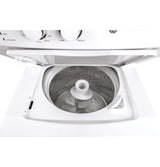 GE  Unitized Spacemaker 3.8 cu. ft. Capacity Washer with Stainless Steel Basket and 5.9 cu. ft. Capacity Gas Dryer - White on White (GUD27GSSMWW)