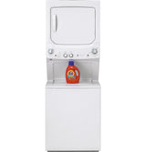 GE  Unitized Spacemaker 3.8 cu. ft. Capacity Washer with Stainless Steel Basket and 5.9 cu. ft. Capacity Gas Dryer - White on White (GUD27GSSMWW)