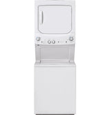 GE Unitized Spacemaker® Laundry Center with Stainless Steel Basket and 5.9 cu. ft. Gas Dryer in White - White (GUD27GSSMWW)