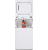 GE Unitized Spacemaker® Laundry Center with Stainless Steel Basket and 5.9 cu. ft. Gas Dryer in White - White (GUD27GSSMWW)