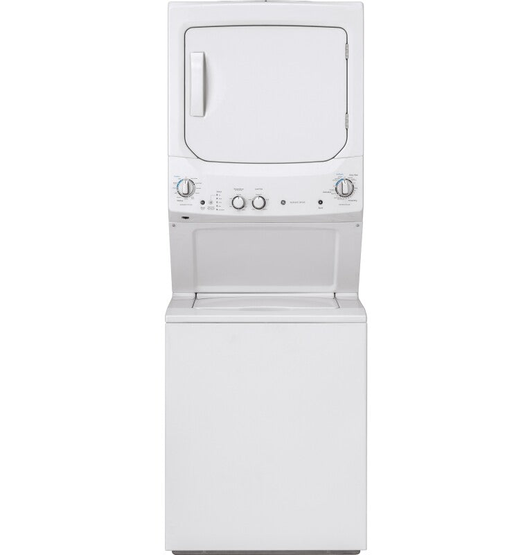 GE Unitized Spacemaker 3.8 cu. ft. Capacity Washer with Stainless Steel Basket and 5.9 cu. ft. Capacity Long Vent Electric Dryer - White (GUV27ESSMWW)
