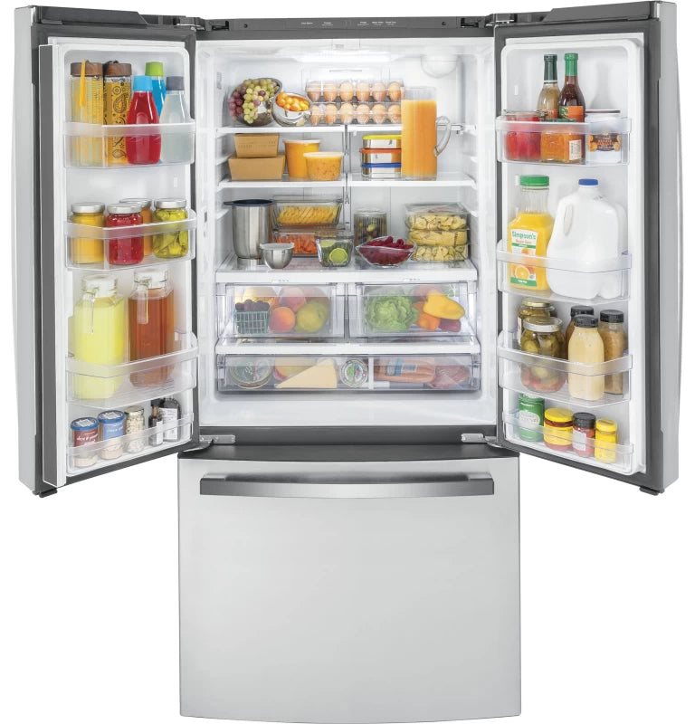 GE ENERGY STAR 18.6 Cu. Ft. Counter-Depth French-Door Refrigerator - Gray (GWE19JYLFS)