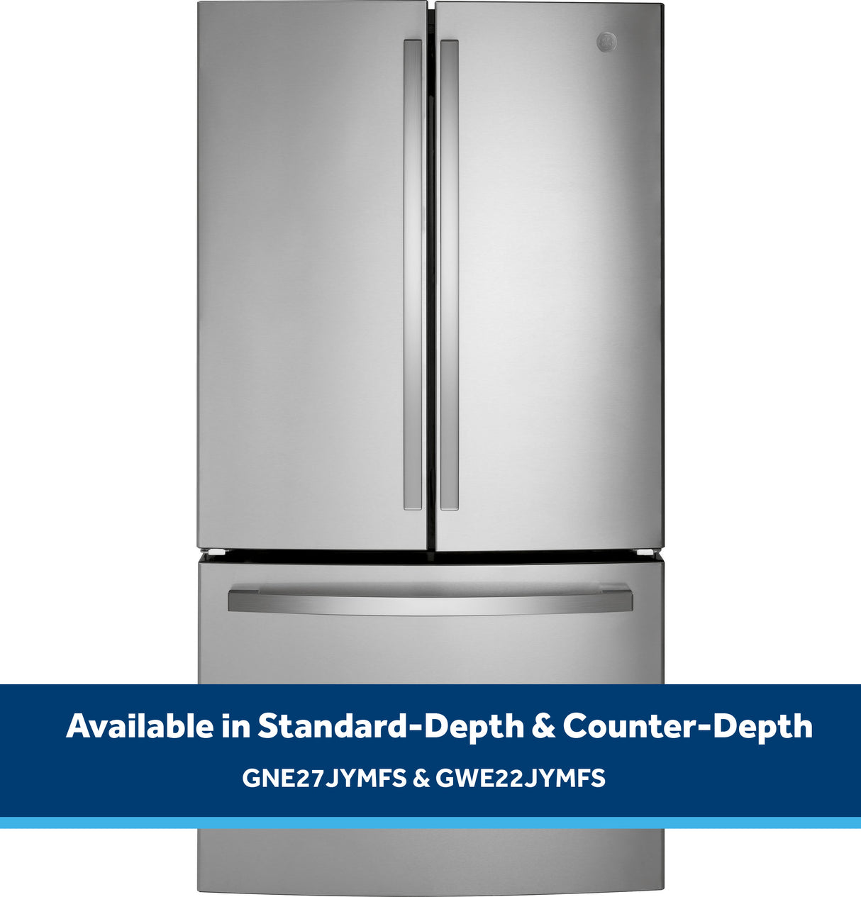 GE  21.9 Cu. Ft. Fingerprint Resistant Counter-Depth French-Door Refrigerator - Fingerprint Resistant Stainless Steel (GWE22JYMFS)