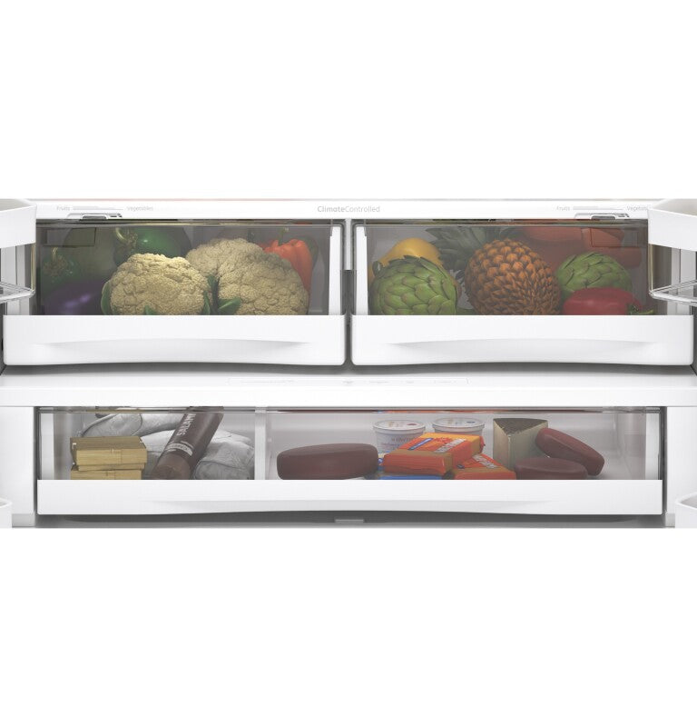 GE  23.1 Cu. Ft. Counter-Depth Fingerprint Resistant French-Door Refrigerator - Fingerprint Resistant Stainless Steel (GWE23GYNFS)