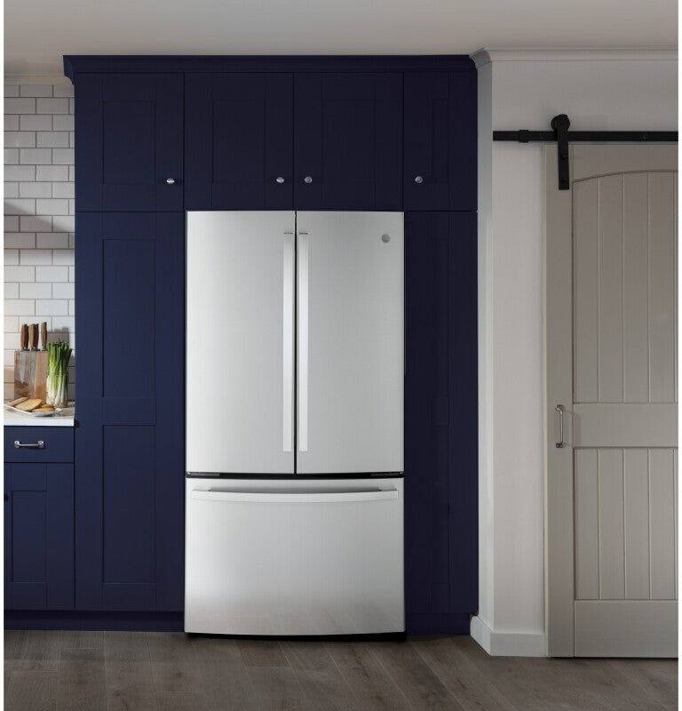 GE  23.1 Cu. Ft. Counter-Depth Fingerprint Resistant French-Door Refrigerator - Fingerprint Resistant Stainless Steel (GWE23GYNFS)