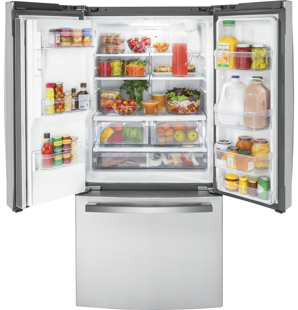 GE  17.5 Cu. Ft. Counter-Depth French-Door Refrigerator - Fingerprint Resistant Stainless Steel (GYE18JYLFS)
