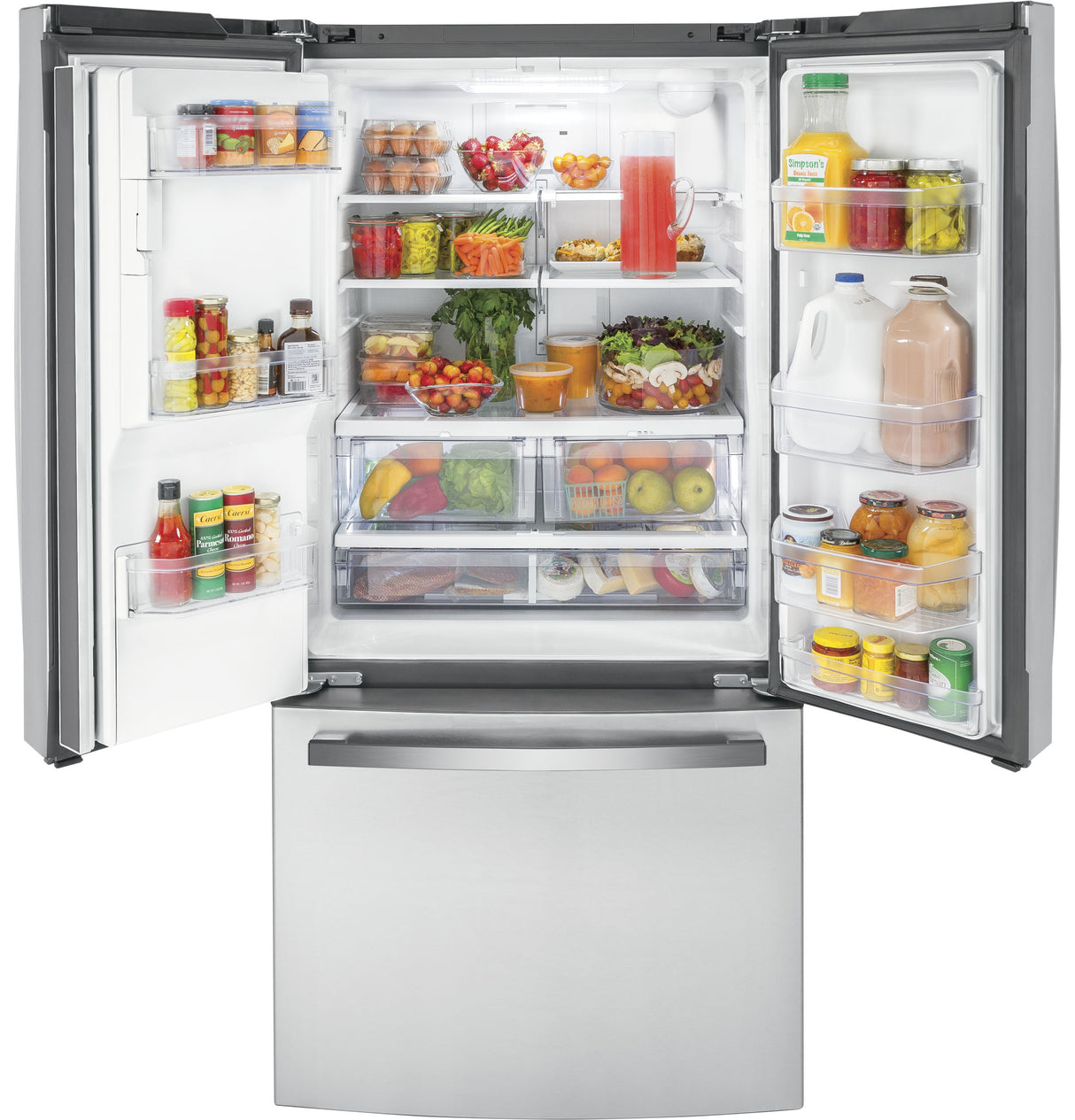 GE  17.5 Cu. Ft. Counter-Depth French-Door Refrigerator - Fingerprint Resistant Stainless Steel (GYE18JYLFS)