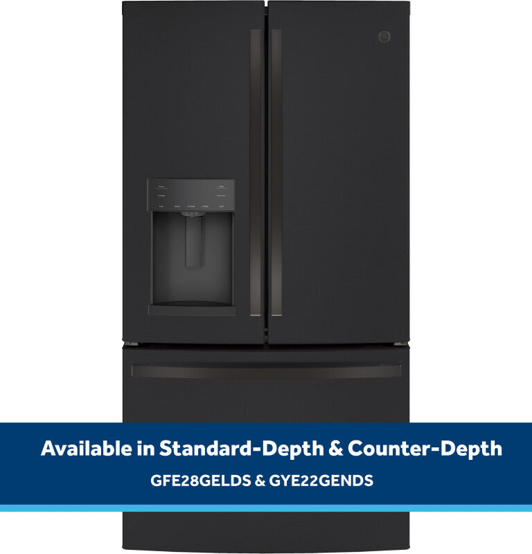 GE 22.1 Cu. Ft. Counter-Depth French-Door Refrigerator - Black (GYE22GENDS)