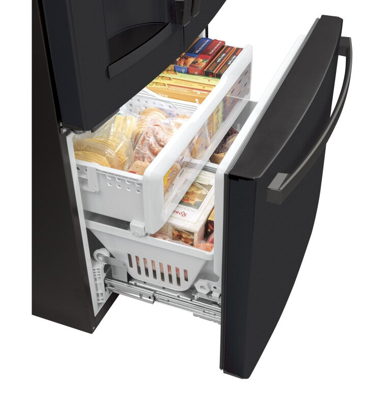 GE 22.1 Cu. Ft. Counter-Depth French-Door Refrigerator - Black Slate (GYE22GENDS)