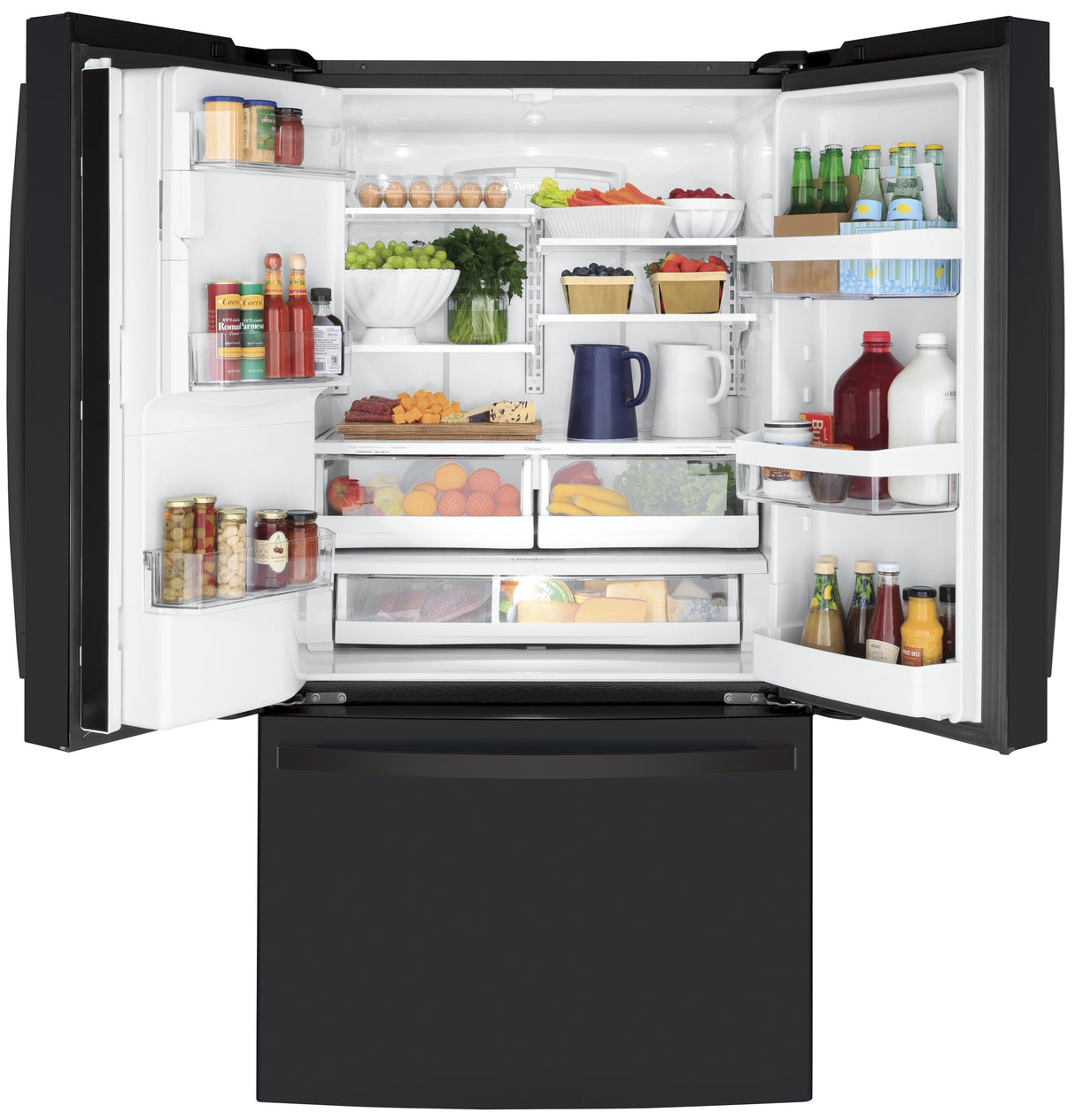 GE  22.1 Cu. Ft. Counter-Depth French-Door Refrigerator - Fingerprint Resistant Black Slate (GYE22GENDS)
