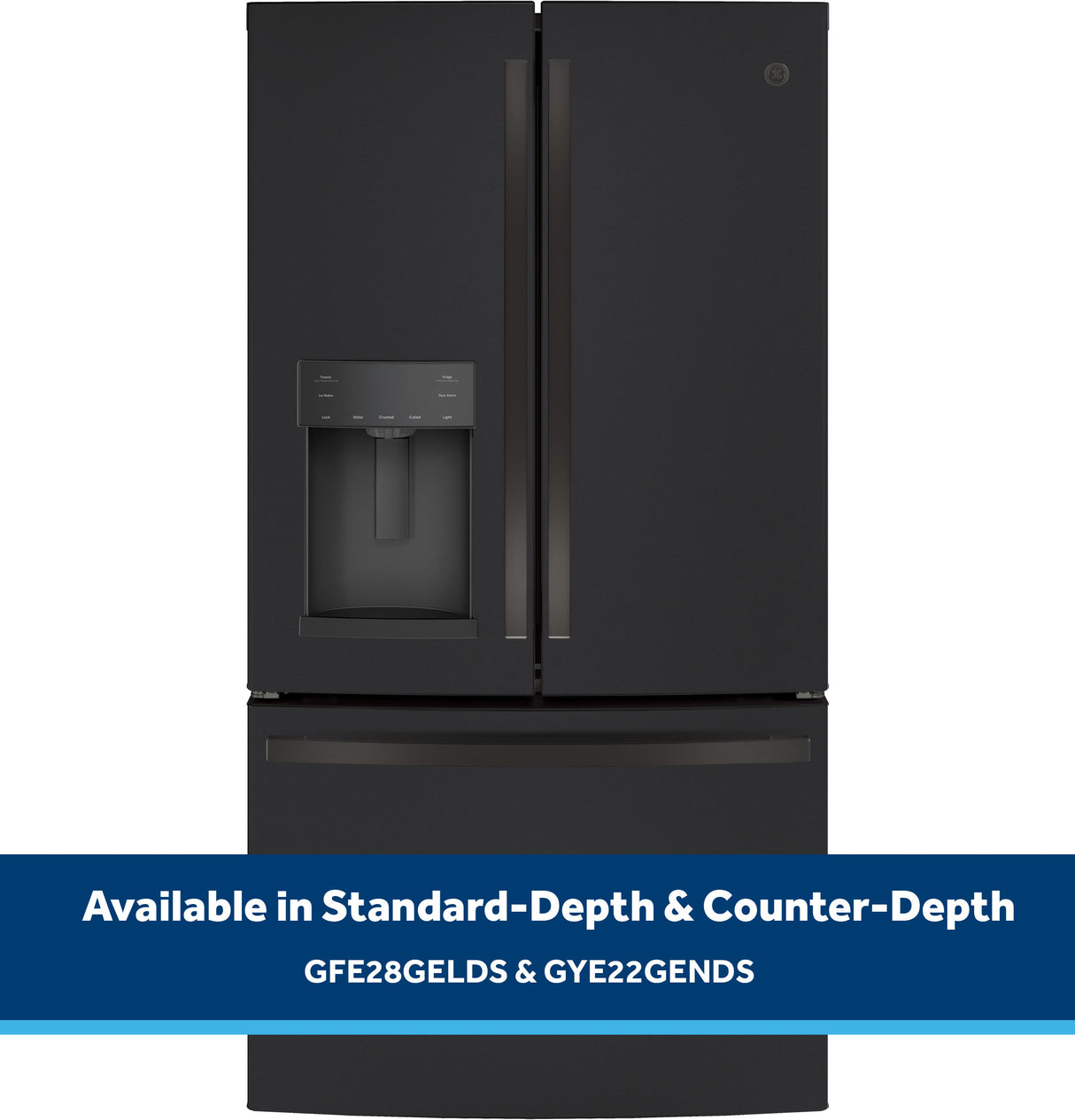 GE  22.1 Cu. Ft. Counter-Depth French-Door Refrigerator - Fingerprint Resistant Black Slate (GYE22GENDS)