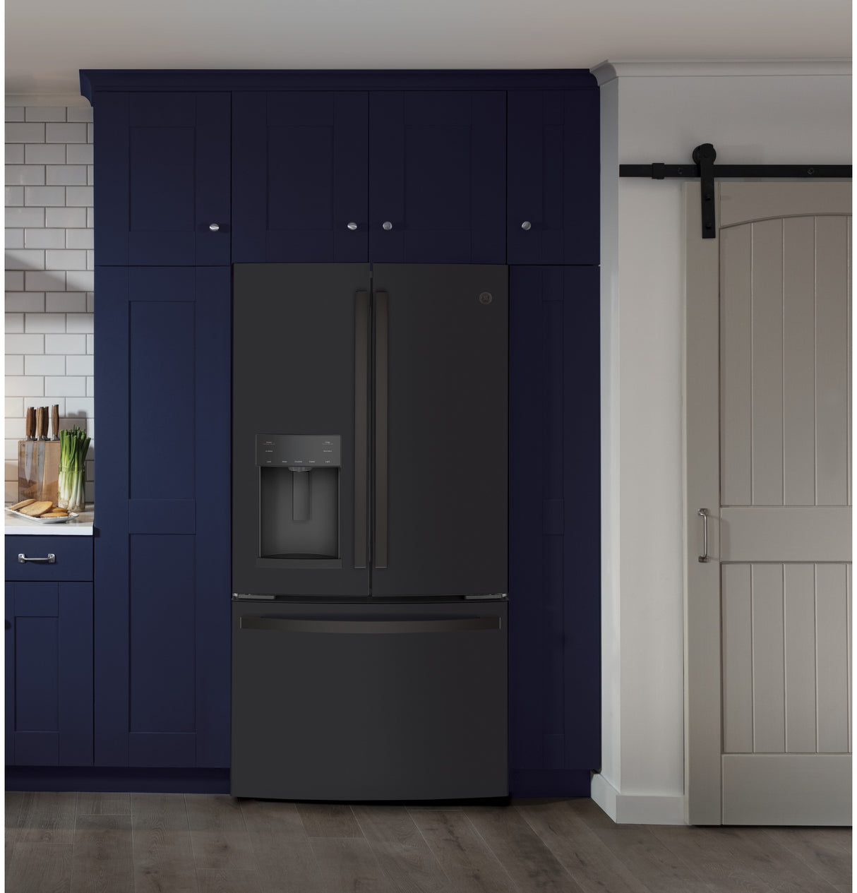 GE  22.1 Cu. Ft. Counter-Depth French-Door Refrigerator - Fingerprint Resistant Black Slate (GYE22GENDS)