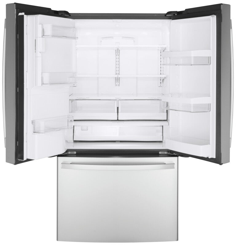 GE  22.1 Cu. Ft. Counter-Depth Fingerprint Resistant French-Door Refrigerator - Fingerprint Resistant Stainless Steel (GYE22GYNFS)