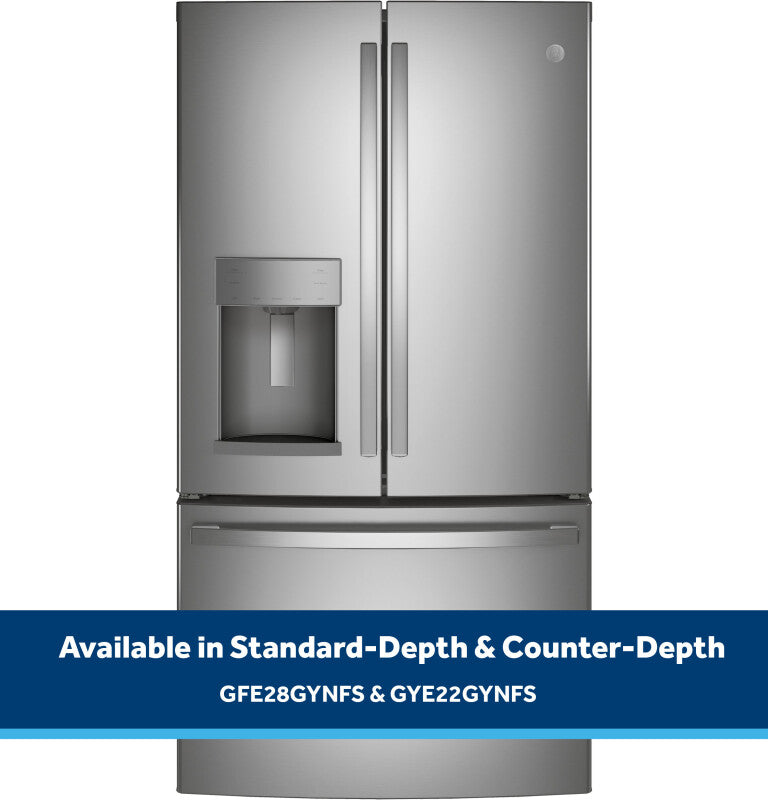 GE  22.1 Cu. Ft. Counter-Depth Fingerprint Resistant French-Door Refrigerator - Fingerprint Resistant Stainless Steel (GYE22GYNFS)