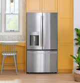 GE  22.1 Cu. Ft. Counter-Depth Fingerprint Resistant French-Door Refrigerator - Fingerprint Resistant Stainless Steel (GYE22GYNFS)